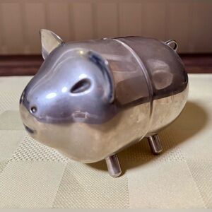 Vintage MCM Napier Silver Plated Small Coin Piggy Bank 4 1/2”